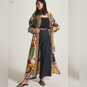 Anthropologie Conditions Apply Multicolor Leaf Tropical Print Swim Coverup